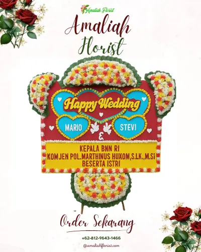 Karangan Papan Bunga Pernikahan di Nyatnyono
